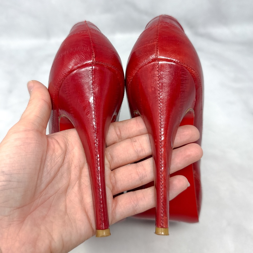 Christian Louboutin Very Prive 120 Eel Skin Leather Platform Stiletto Heel Pumps - Picture 11 of 16
